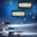 NAOEVO 7 Inch LED Light Bar, 240W 24,000LM Offroad Fog/Driving Lights LED Pods with 2 Leads Wiring Harness Kit, Spot Flood Combo Beam, Work for Truck Boat UTV ATV, 2-Pack (White)