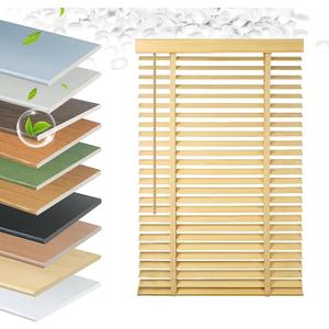 Faux Wood Blinds 2 Inch Cordless, Room Darkening Mini Venetian Horizontal Blinds & Shades for Indoor Windows, Office, Living Room, Bedroom, Multiple Colors