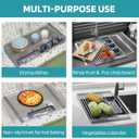 BBXTYLY Expandable Roll Up Dish Drying Rack Up to 22.8''with 2 Storage Baskets, Over The Sink Kitchen Rolling up Dish Drainer Drying Rack, Foldable, Rollable,for Kitchen Dishes(Expandable Width Size)