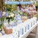 Silkfly 24 Pack Mini Blue Floral Gift Bags with Handles Tissue Paper Small Spring Flower Candy Goodie Bags for Mothers Day Baby Shower Tea Party Bridesmaid Birthday Wedding Supplies, 5x5x3 Inch