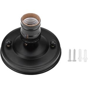 Vintage Wall Light Base Holder, E26/E27 Vintage Industrial Ceiling/Wall Light Base Holder Pendant Bulb Lamp Screw Socket(Black)