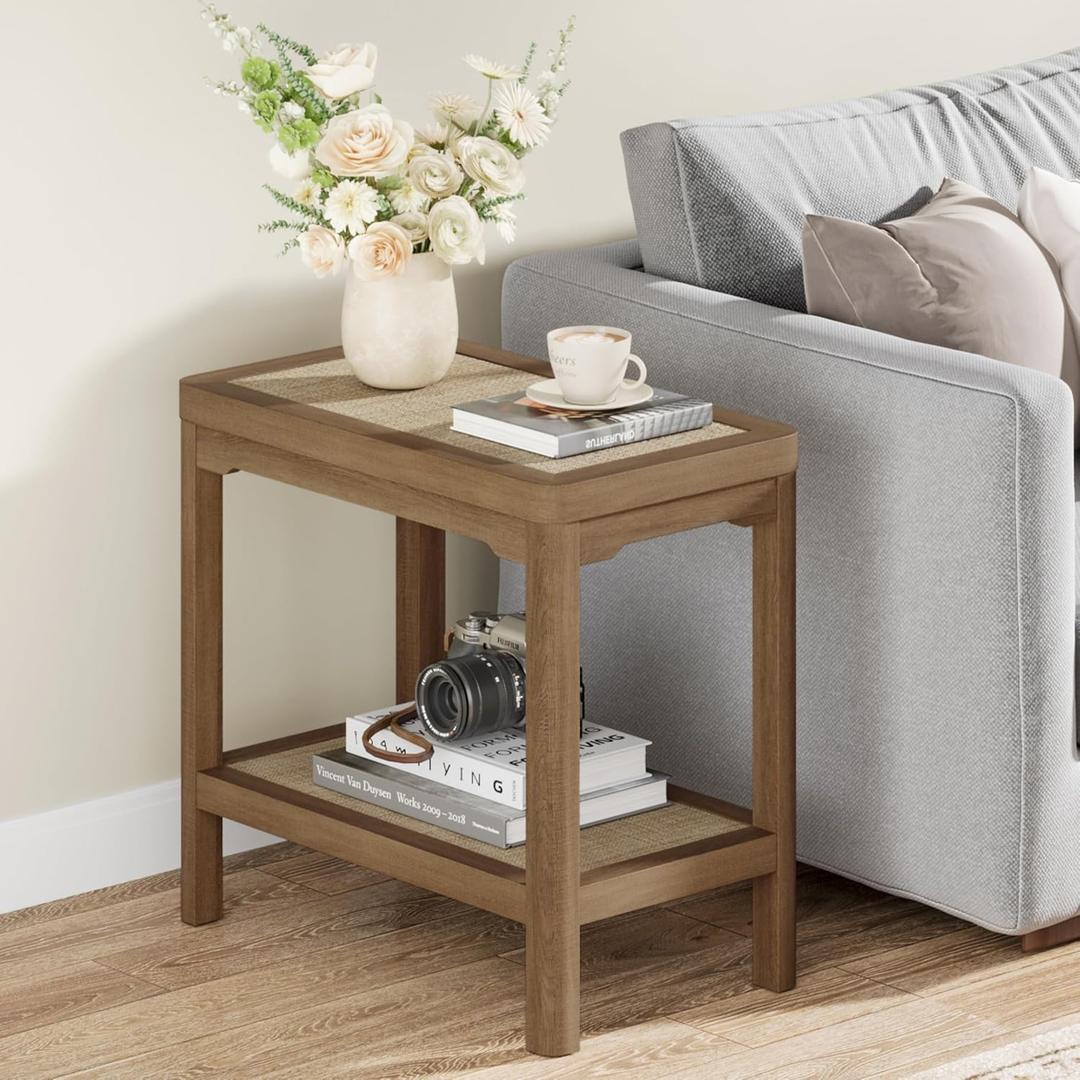 Eclatara Rattan Side Table End Table with Round Edge Design, ET0162-OA-01