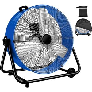 WARMLREC Industrial Fan 24 Inch Heavy Duty Drum 3 Speed 8800 CFM Air Circulation High Velocity Fan For Warehouse, Workshop, Factory, Commercial, Residential and Greenhouse Blue