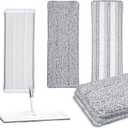 3 Pack Flat Mop Replacement Pad, 13" X 4.7" Microfiber Reusable Mop Pads Washable Mopping Pads Cleaning Mops Heads Cloth Replacement for Hardwood Floor Cleaning Wet Dry Use (White,Grey)