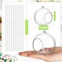 GlikCeil 3.15'' Hanging Glass Tea Light Candle Holder Globe and Clear K9 Crystal Garland Strands, Hanging Glass Terrarium Containers for Christmas Tree Wedding Party Tree Decoration