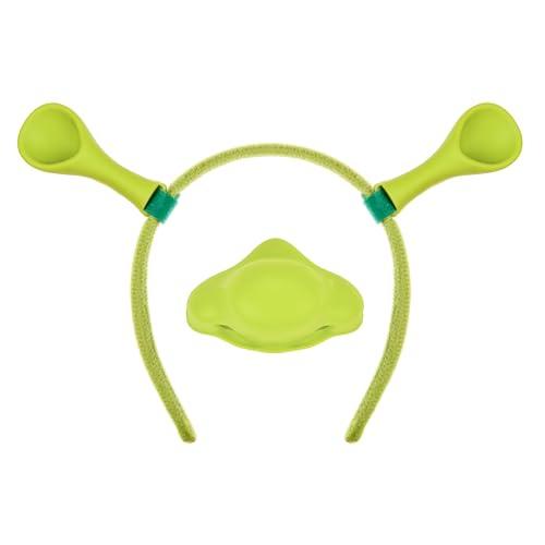 Halloween Costume Accessory Set with Green Antenna Headband and Silicone Nose Piece, Cosplay Party Dress Up Kit (Green)