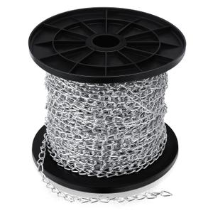 300 ft Galvanized Steel Hanging Jack Chain Silver Metal Link Chain Roll Spool for Light Fixture,Bird Feeders,Overhead Lights, Artworks, Flowerpots(2mm)