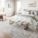 8x10 Washable Area Rug Beige Blue Abstract Non Slip Soft Low Pile Rug for Living Room Bedroom Dining Room Office Neutral Modern Indoor Large Throw Carpet for Home Decor