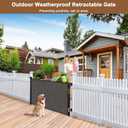 Weatherproof Outdoor Retractable Gate for Dogs with No Rust Stainless Steel Screws and Rods, 55" Wide Waterproof Retractable Baby Gates, Scratch-Resistant Mesh Safety Outdoor Pet Gate for Deck, Black