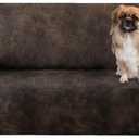 Sofa Cover, Couch Covers for Leather Couches, Stretch Sofa Covers with Leather-Like Texture, Washable, Non-Pilling, Non-Slip 1-Piece Couch Cover for Dogs, Cats and Kids (Sofa, Brown)