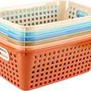 6 Pack Plastic Classroom Storage Baskets, Organizer Bins with Handle