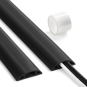 LZEOY 8.5ft Black Cord Protector, Soft Floor Wire Covers - Channel: 0.6"W x 0.32"H : Electronics