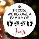 2 x Expecting Baby Ornaments Gifts for Expecting Parents, and Then There were 4 Ceramic Christmas Ornaments for Christmas Tree (Pitch Black)