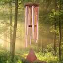 Wind Chimes Outdoor Large Deep Tone, 44 Inch Sympathy Wind Chime Outdoor, Memorial Wind-Chime with 6 Tuned Tubes, Elegant Chime for Garden, Patio, Balcony and Home Decor, Rose Gold