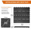 Polymer Interlocking Composite Deck Tiles Outdoor(10Pcs,Black)