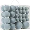 Velvet Christmas Ball Ornaments Set-46pcs Flocked Shatterproof Christmas Tree Decorations Plastic Xmas Decorative Hanging Ornaments for Xmas Holiday Home Decor,3 Sizes(Gray Blue)