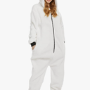 Cute Sherpa Bear Onesie Pajamas Hooded Christmas Pajamas for Family Halloween Cosplay Costume Zipper Fall Winter, Medium