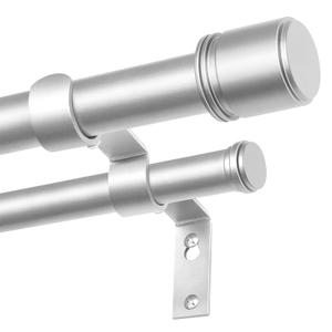 Double Curtain Rod 32 to 86 Inch, HOTOZON 1 Inch Heavy Duty Double Curtain Rods for Windows 20 to 82 Inches(1.7-6.8 ft), Telescoping Drapery Rod with Simple End Finials, Silver