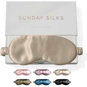 SUNDAYSILKS Exclusive Mulberry Silk Sleep Mask | Soft Eye Covers, Blackout Sleeping Mask for Women & Men | Silk Eye Mask for Sleep, Travel, and Relaxation | Antifaz para Dormir [Nude Champagne]