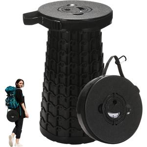 18-inch Heavy Duty Collapsible Stool - 800 lbs Capacity, 2.6 lbs Lightweight Portable Folding Stool for Camping, Travel, Music Festivals and Other Outdoor Events, Black