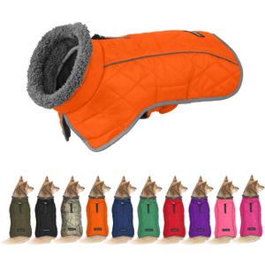 Fragralley Dog Coat Medium, Waterproof Dog Jacket with Warm Fleece Lining, Adjustable Reflective Dogs Winter Coat, Turtleneck Pet Coats for Cold Weather (Orange M)