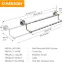 BESy Adjustable 16-26 Inches Double Bath Towel Bar for Bathroom SUS304 Stainless Steel Towel Holder, Hotel Style Wall Mount with Screws Hand Towel Bar Towel Rack Rod Hanger, Brushed Nickel Finish