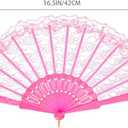 QIRMIZI 10 Pack Lace Handheld Folding Fan - Elegant Silk Fan for Women's Wedding Decoration and Dancing Party - Pink