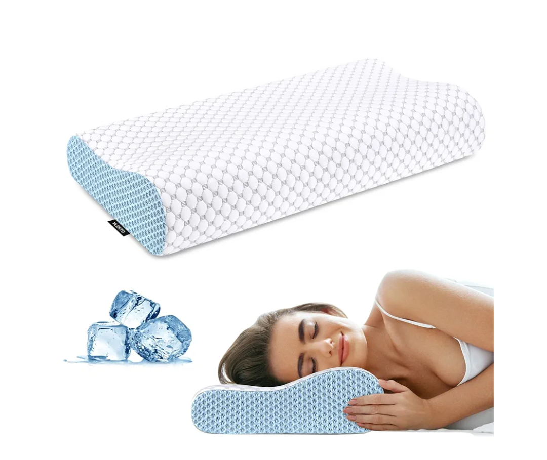 Cervical Neck Pillow for Pain Relief - Ergonomic Contour Memory Foam Pillows, Cooling Side Sleeper Pillow for Sleeping, Orthopedic Bed Pillow for Back Stomach Sleepers with Pillowcase