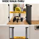 Extra Wide Baby Gate for Doorways 29" Tall Safety Gate for Kids&Pets,Pressure Mounted with Auto Close,Walk-Thru Metal Gate,Adjustable Width 26.4"-43",Indoor Pet Gate for Stairs & Hallways Black