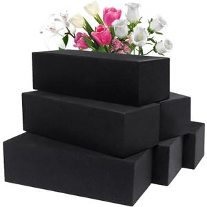 Prashent 6 Pcs Black Floral Foam Blocks for Artificial & Dried Flowers, Reusable & Water Resistant, Easy to Cut and Shape, Ideal for Home, Wedding, Events & DIY Crafts, 7.8 L x 3.5 W x 2.4 H