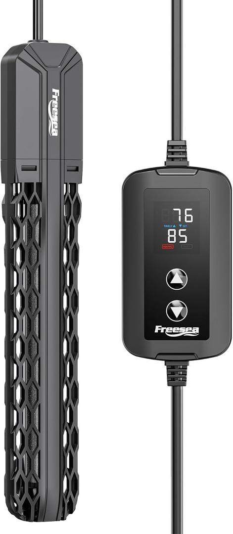 FREESEA Aquarium Heater for Fish Tank: 100W/200W/300W/500W Submersible Fish Tank Heater with Over-Temperature and Off-Water Protection for 40-75 Gallon Saltwater and Freshwater (300W(40-75gallon))