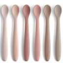 Silicone Baby Feeding Spoons, Training Spoon Self-feeding, First Stage Infant Soft-Tip Easy on Gums, Utensils Supplies, Dishwasher & Boil-proof, 6 Pack