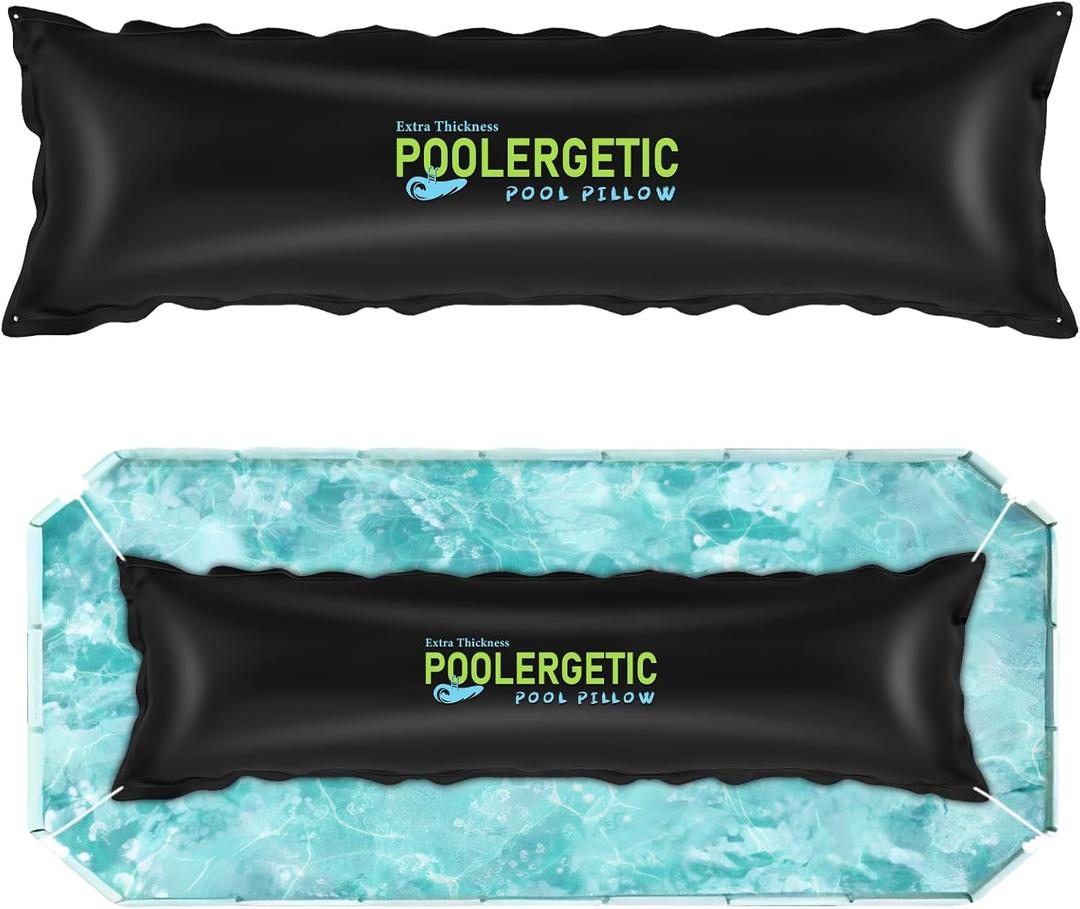 4x15 Ft Pool Pillow for Above Ground Pools, Large Winter Pool Pillow for Winterize Closing, 0.6mm Thick Heavy-Duty Swimming Pool Cover Air Pillow with Cords, Black, 1 Pack