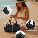 Ceneda Small Gym Bag for Women, Quilted Puffer Tote with Wet Pocket & Coin Purse, Lightweight Mini Sports Travel Duffle with Crossbody Strap, Water-Resistant for Workout, Yoga, Daily Commute (Black)