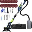 Drywall Sander, 2026 Upgraded 8-Amp Popcorn Ceiling Removal Tool with 7 Variable Speed 800-1800RPM, Drywall Sander with Vacuum Dust Collector with LED Light, Extendable Handle,12pcs Sanding Discs,Blue