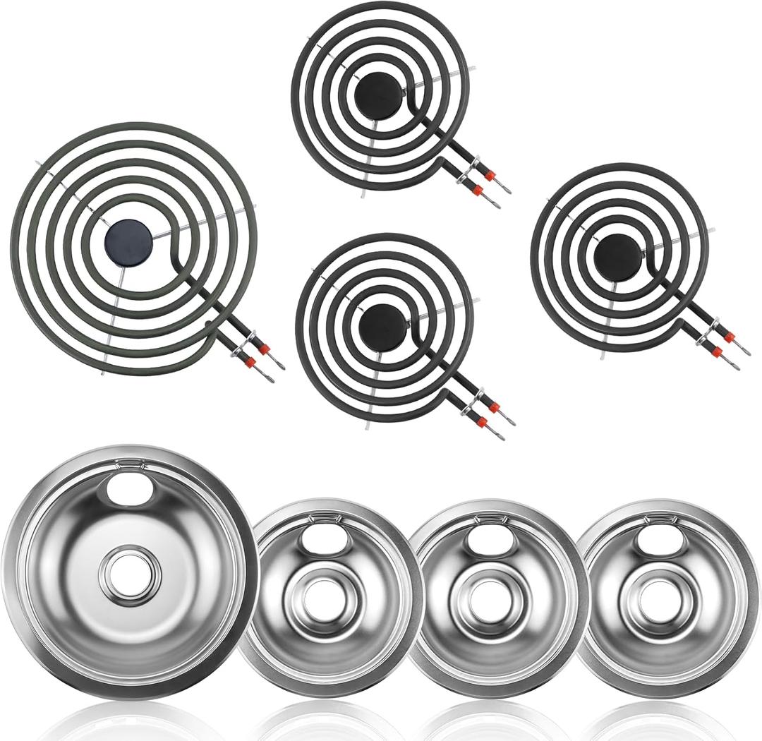 Electric Stove Burner Drip Pans 316048414(6")316048413(8") Electric Stove Top Burner MP15YA(6") MP21YA(8") Compatible for Ken-more Cro-sley Tap-pan Frigi-daire etc by MIFLUS