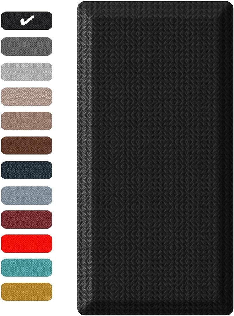 Ophanie Kitchen Mats for Floor, 3/4 inch Thick, 20x39 Anti Fatigue Cushioned Mat,Kitchen Rugs,Waterproof,Comfort Ergonomic Standing Mat for Office,Home,Sink with 99+ Pairs of Anti-Slip Bottom Ridges, Black