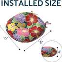 2 x Outdoor Bistro Chair Cushion for Patio Furniture, Water Resistant Round Seat Cushion Set of 2, Tufted Patio Chair Cushions with Ties, 15"x15"x4", Flower Bloom