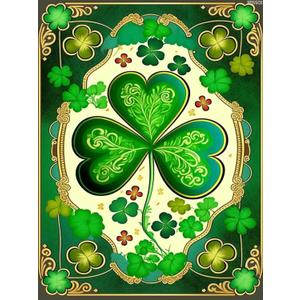 IPISSOI Diamond Art Kits for Adults St Patrick's Day Shamrock Diamond Painting Kits HD Canvas Crystal Embroidery for Room Decor Home Decor Wall Decor Art Craft Gifts 12x16inch/30x40cm