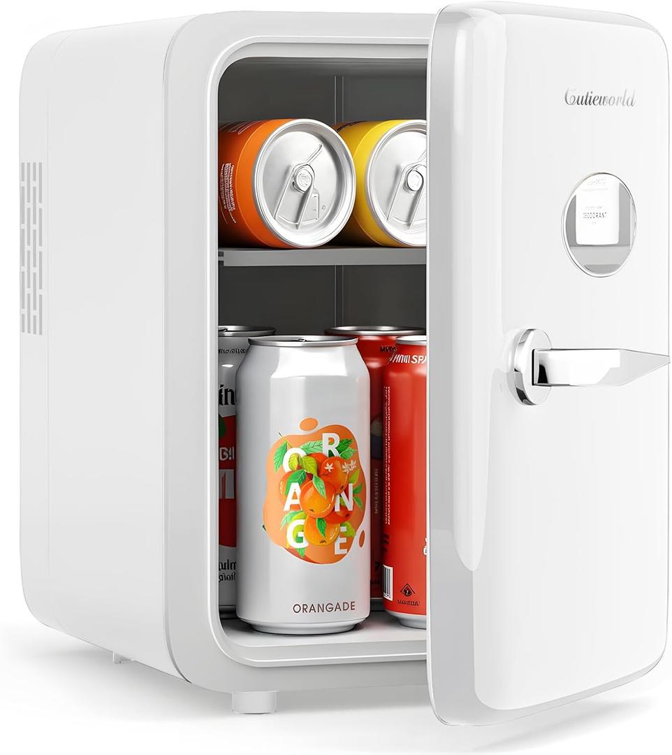 CUTIEWORLD Skincare Fridge - 4L Makeup Fridge for Refrigerating Makeup, Skincare and Food, Mini Fridge for Bedroom, Office and Car, Cooler and Warmer, Beverage Cooler, Pearly White
