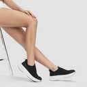 Womens Slip On Walking Shoes Breathable Sneakers for Women Lightweight Casual Shoes (8.5, Black/White)