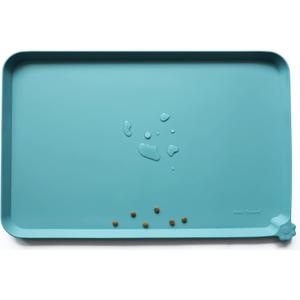 Hoki Found L Silicone Pet Food Mats Tray - Non Slip Pet Dog Cat Bowl Mats Placemat - Dog Pet Cat Feeding Mat - Waterproof Dog Cat Food Mats -Pet Water Mats for Carpet -Glacier (22 x 14)