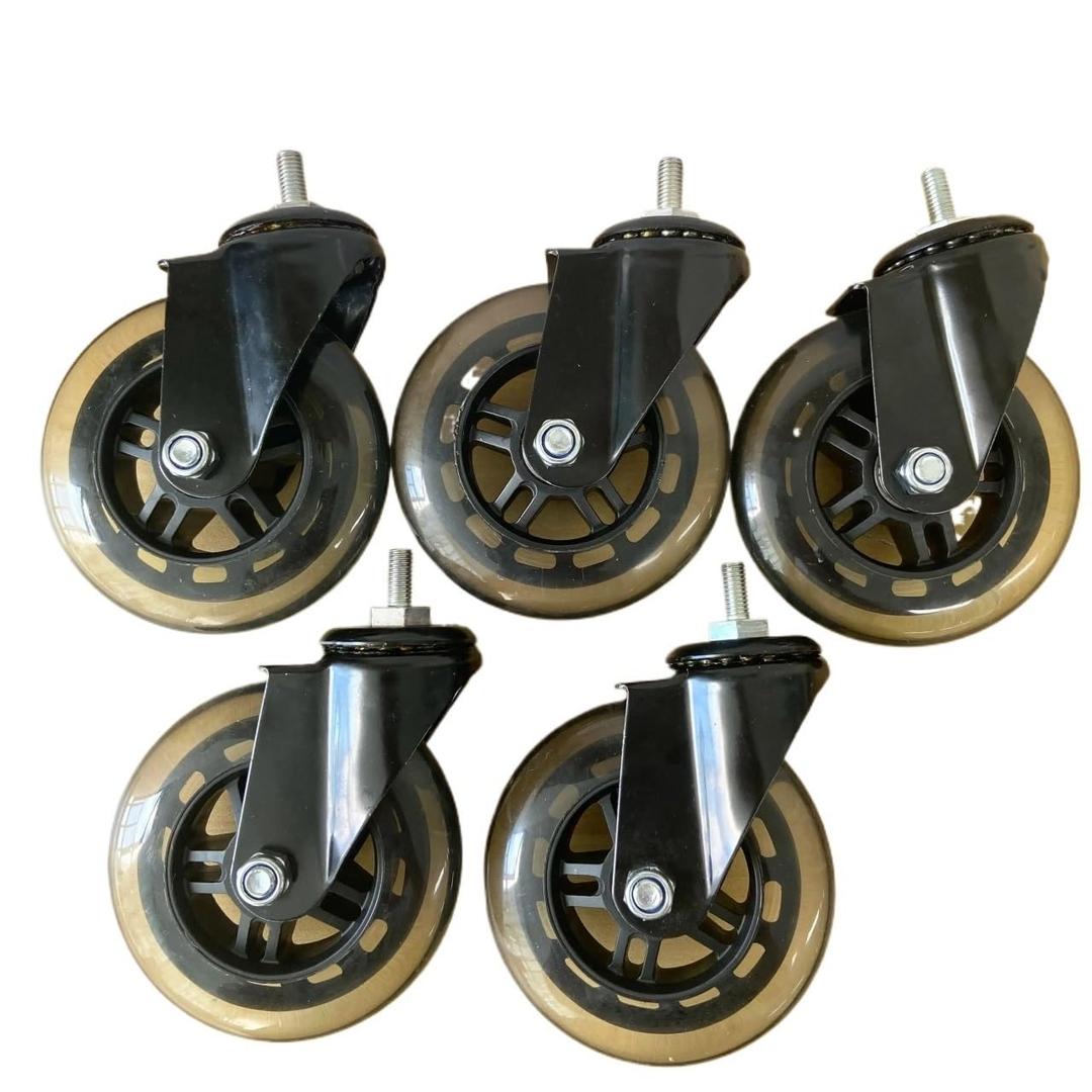 5Pcs 4 Inch M8x17mm PU Caster Wheels - Silent & Smooth Gliding Furniture Casters