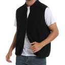 Argstar Men's Fleece Vest with Zipper Pockets, Full-Zip Casual Lightweight Sleeveless Outerwear Gilet Black XXXXL