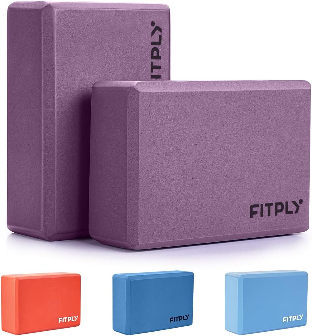 Yoga Blocks 2 Pack - Non-Slip Yoga Brick & Foam Blocks Yoga Set, High-Density Pilates Block for Stretching, Meditation, and Exercise Blocks Foam, Ideal for Deep Poses (9"L x 6"W x 3"Th, Purple)