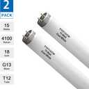 2PACK F15T12-CW T12 15 Watt 18 Inch Fluorescent Light Bulb,F15T12-CW 15 Watt Cool White,4100K,T12 Linear Fluorescent Lamp,Medium Bi-Pin G13 Base,850 Lumens