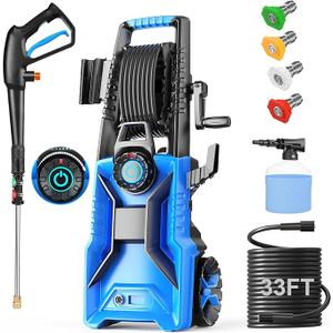 Electric Pressure Washer,5000 PSI 4.0 GPM Adjustable Pressure,Power Washer Electric Powered with Foam Cannon,4 Nozzles,33FT Hose and 500ml Soap Bottle for Home/Cars/Driveways/Patios/Fences(Blue)