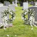 2Pcs 30In Christmas Wreath Stand Christmas Wreath Holder for Cemetery Gravestone Wreath Stands Large Wire Easel Flower Holders for Grave Holiday Outdoor