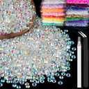 5000pcs 3mm Resin Rhinestones Bulk, Transparent AB Flatback Round Jelly Rhinestones Bedazzling Non Hotfix Crystal Gems Large Quantity Wholesale for DIY Crafts Clothes Tumblers Face Makeup Manicure