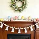 6.5ft Cute Easter Bunny Garland with Wood Beads, Farmhouse Easter Decorations Garland with Rustic White Rabbit Easter Banner Decor for Mantle Fireplace Wall Rustic Easter Home Indoor Banner